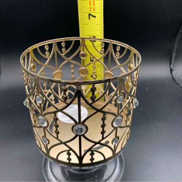 BATH & BODY WORKS GOLD GEM GLASS PEDESTAL LARGE 3 WICK CANDLE HOLDER - Picture 6 of 8
